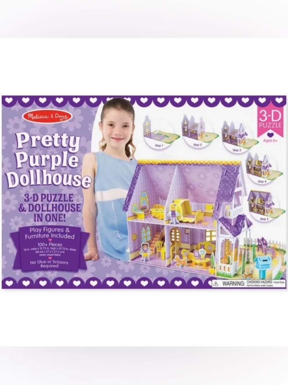 Melissa & Doug Pretty Purple Dollhouse 3-D Puzzle NIB SEALED
